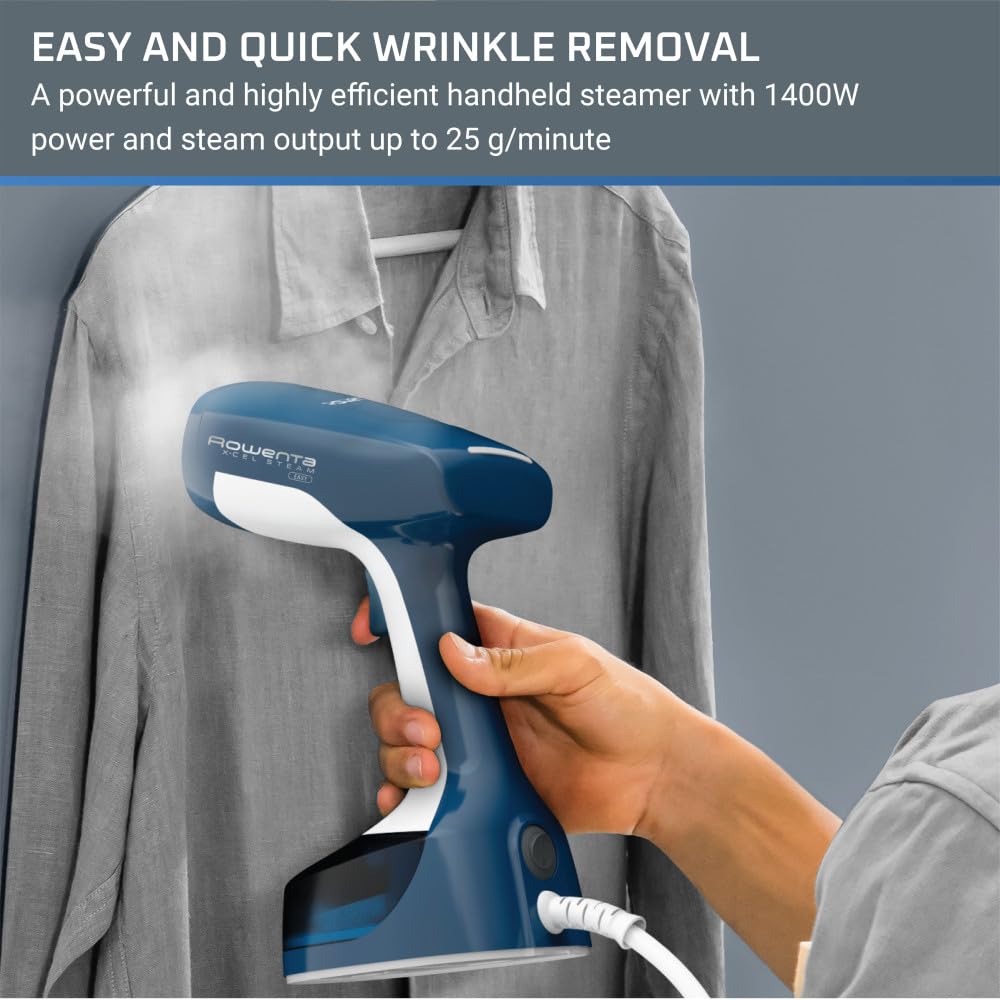 Rowenta, Steamer For Clothes, X-Cel Easy Steam Handheld Steamer, 15 Second Heatup, 5 Ounce Capacity, 1400 Watts, Portable, Ironi