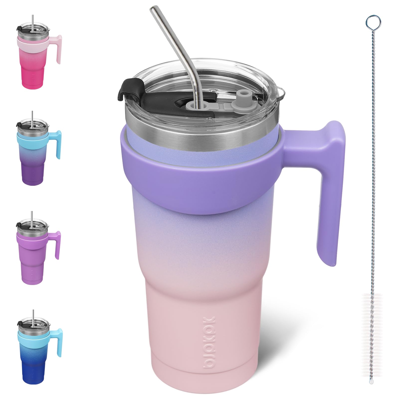 Bjpkpk 20 Oz Tumbler With Handle And Straw Lid Stainless Steel Travel Mugs Insulated Tumbler Cups,Pastel Sunset