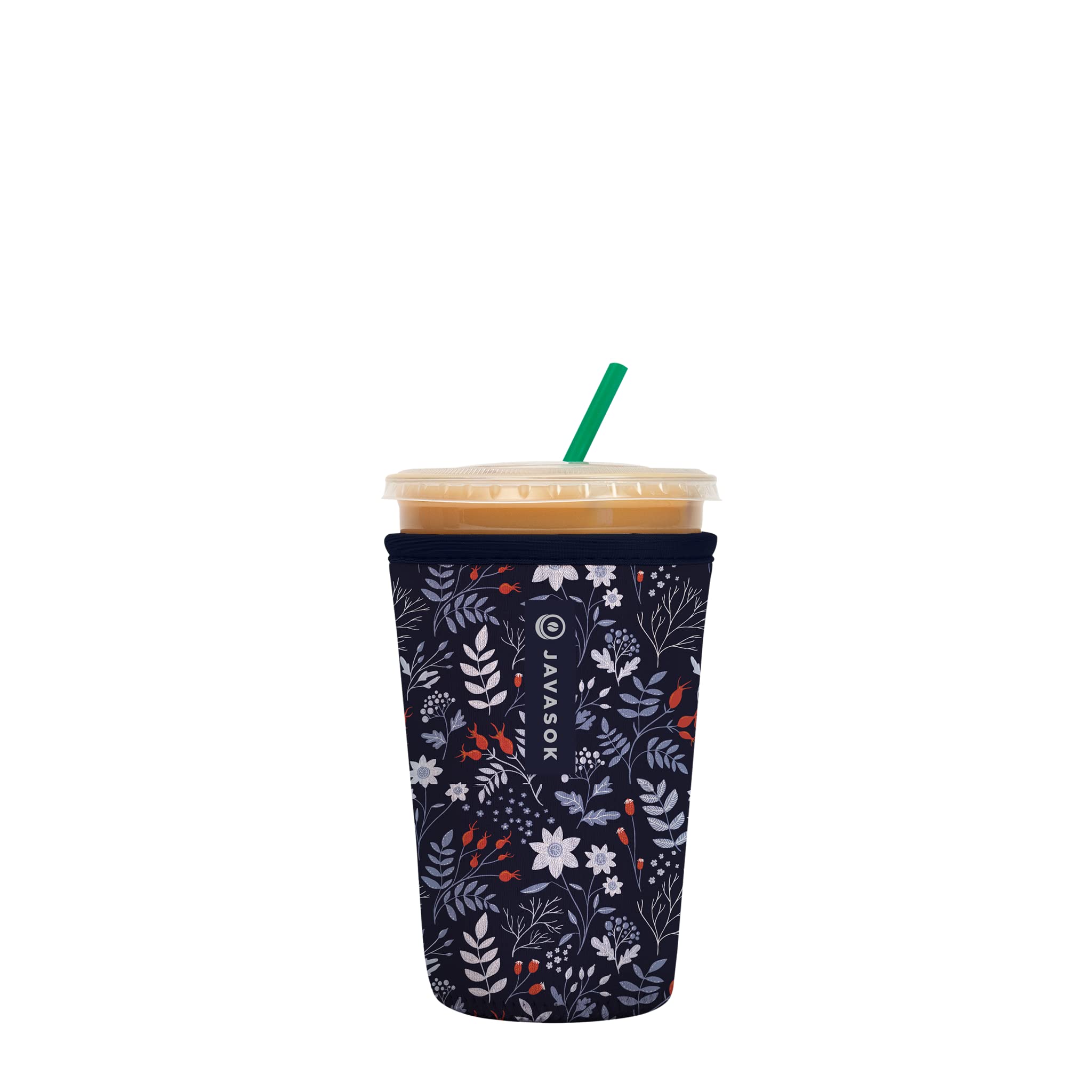 Sok It Java Sok Iced Coffee & Cold Soda Insulated Neoprene Cup Sleeve (Winter Floral, Medium: 22-28oz)