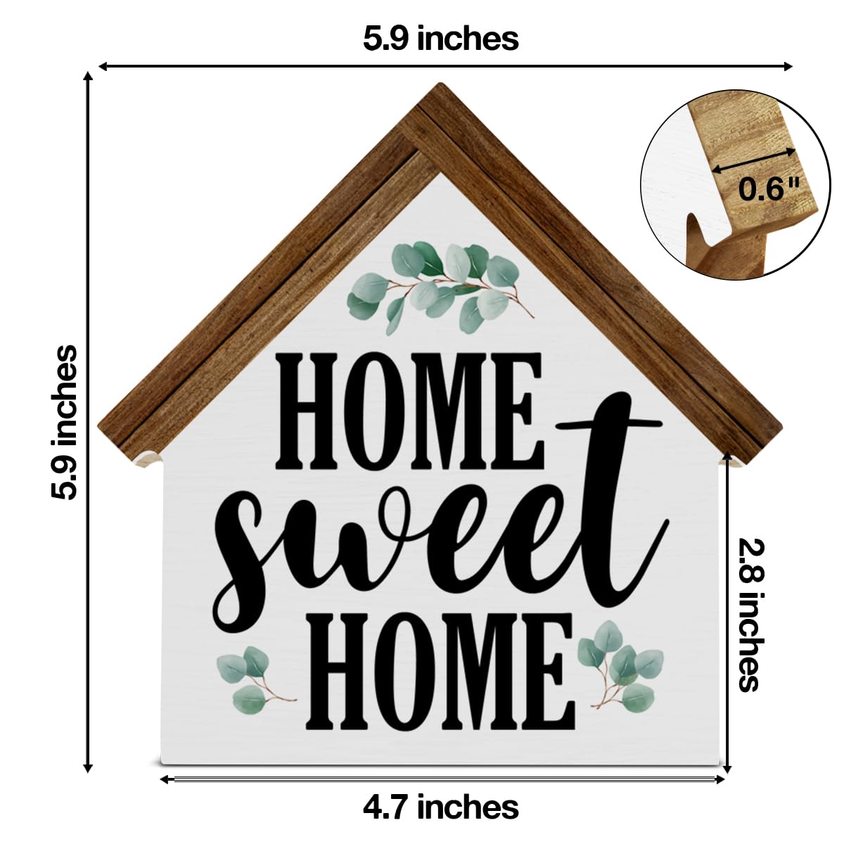 Home Sign Decor Home Sweet Home Wooden Block Sign Farmhouse House Shaped Sign Decor for Home Desk Shelf Tiered Trays