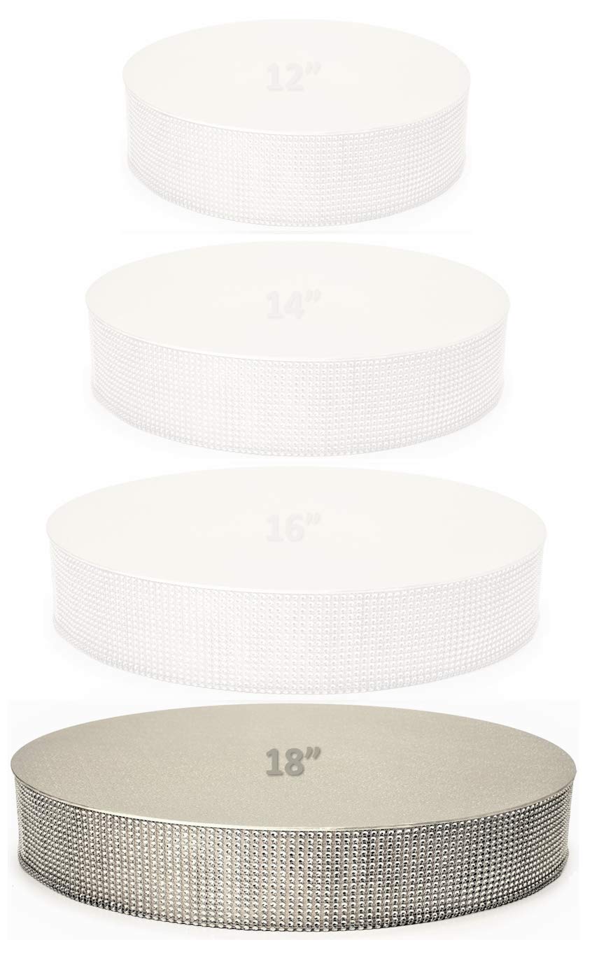Occasions Bling Wedding Cake Stand (Holds 150 Lbs) Cupcake Base, Decorative Centerpiece For Parties (18'' Round, Silver)