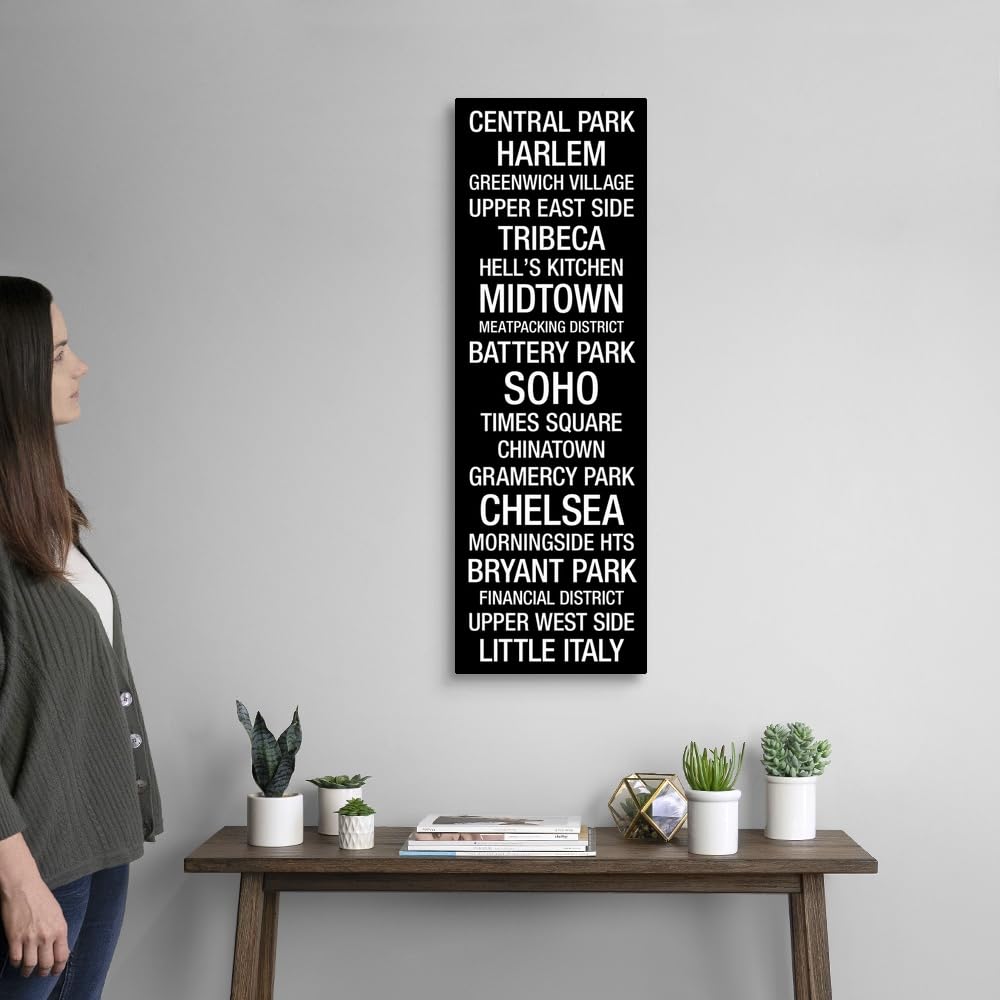 Canvas On Demand Bus Roll: New York City Neighborhoods Canvas Wall Art Print By Kate Lillyson, Home Decor, Black And White Artwo