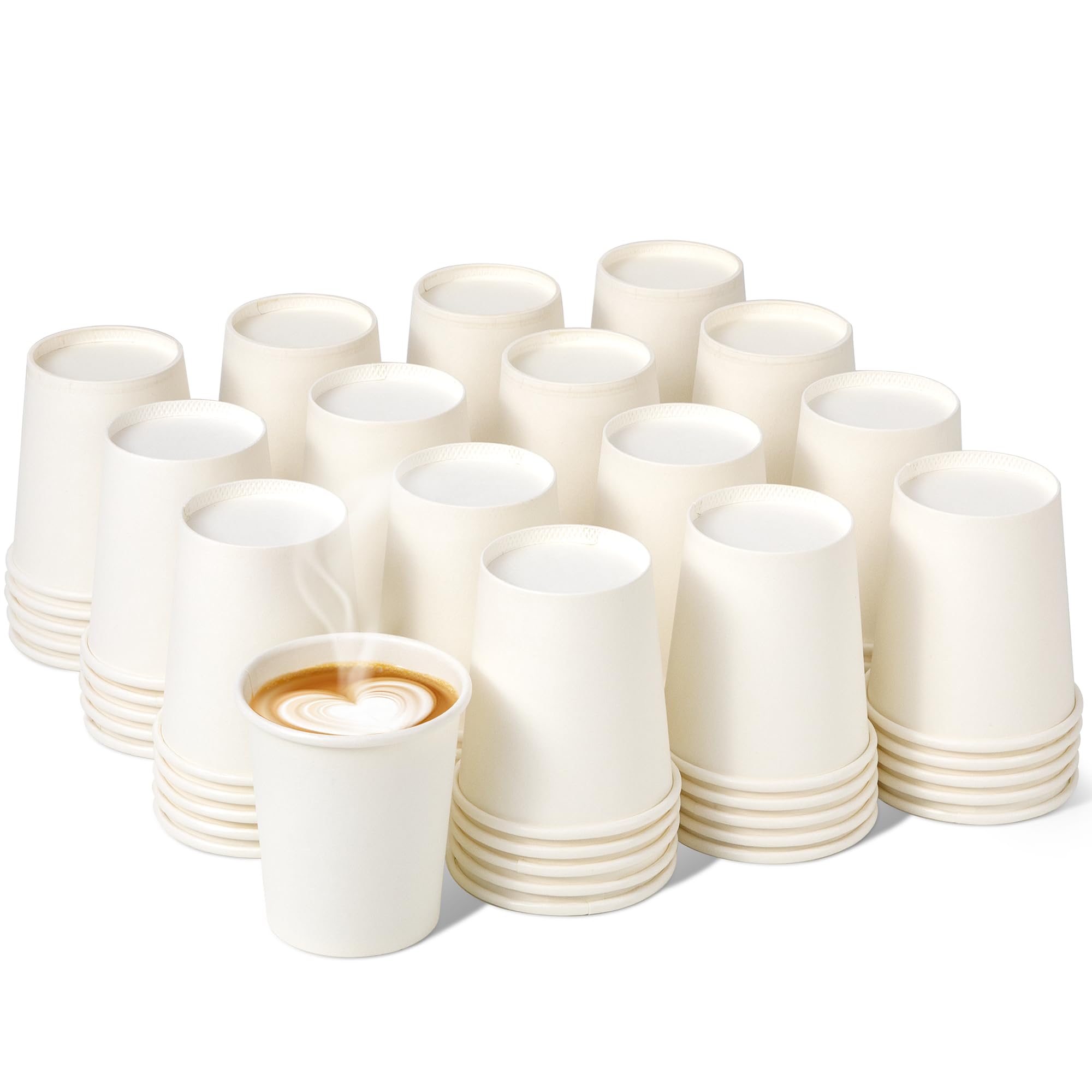 Fit Meal Prep 100 Pack 12 Oz Disposable Paper Coffee Cups, Premium Hot Cups For Hot/Cold Beverage, Durable Thickened White Paper