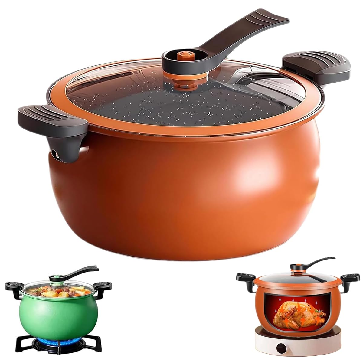 LargeCapacity Micro Pressure Cooker, Multifunctional Pressure Cooker with Glass Cover, AntiScalding Handle, Easy to Clean, Non
