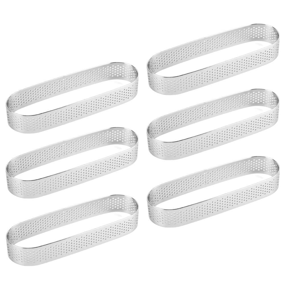 Guowall Stainless Steel Cake Ring, Metal Pastry Mold For French Dessert, Small Fruit Tarte Crust, Circle Tartlet, Perforated Ova