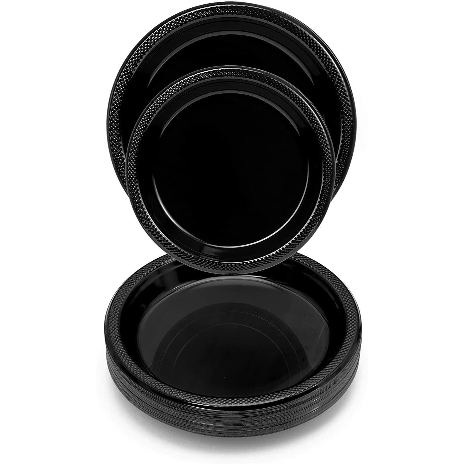 Exquisite 7 Inch. Dessert Plates Black Plastic Plates Disposable, 100 Count Black Plate Set, Disposable Plates For Party, Plasti