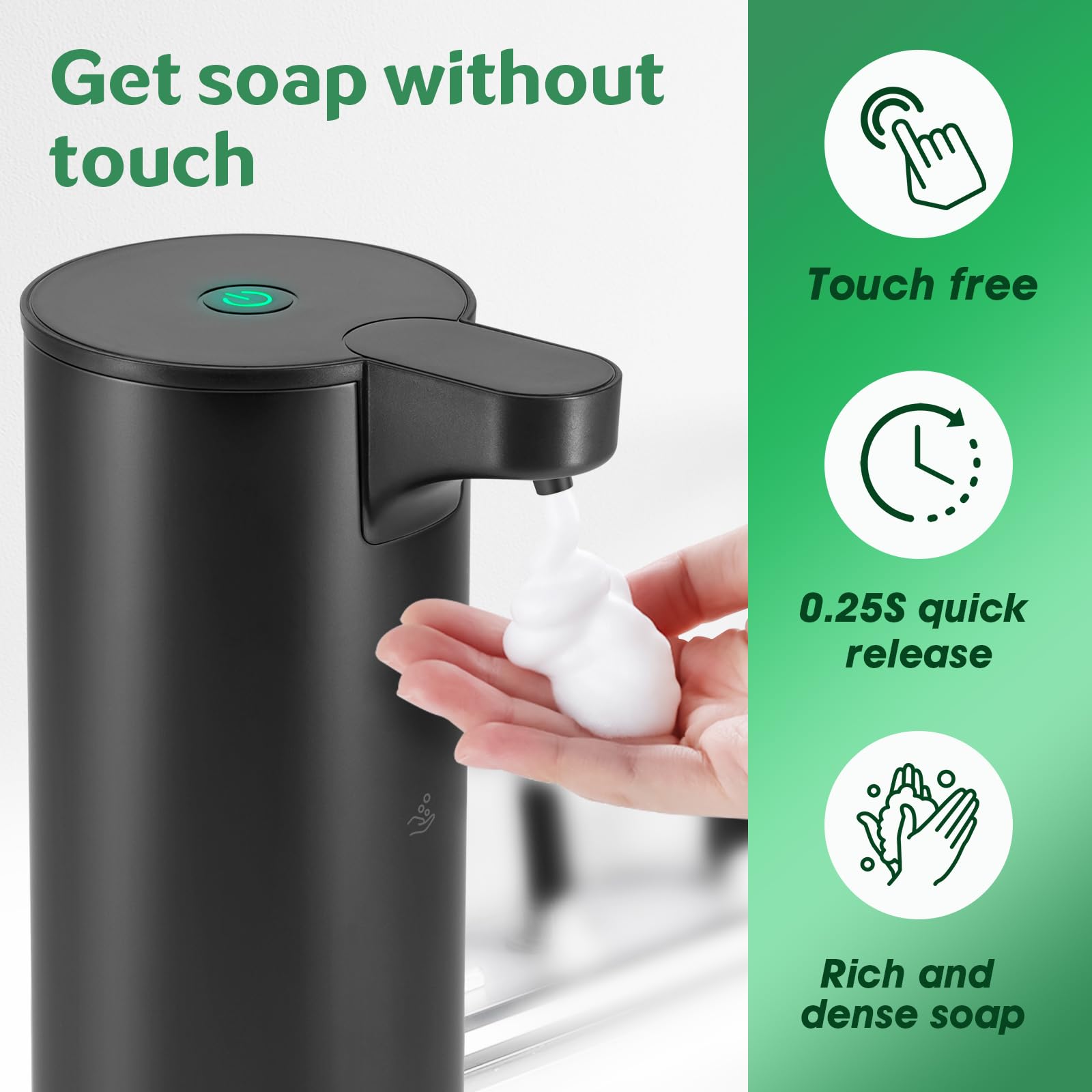 Automatic Hand Soap Dispenser Touchless: Foaming Soap Dispenser Stainless Steel - Free Touch Electric Soap Dispenser Rechargeabl