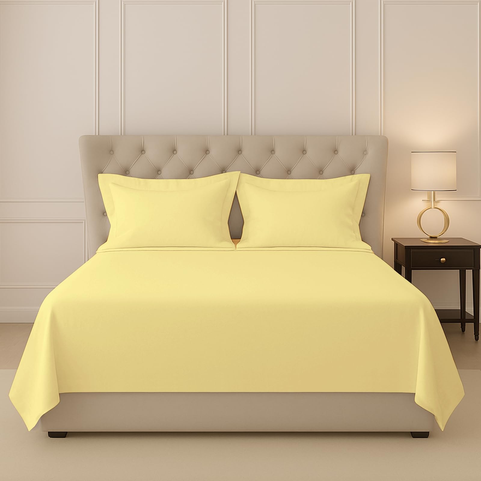 Pizuna 100% Cotton King Size Bedsheet 6 Ft, 400 Thread Count Long Staple Cotton Bedsheet For King Size Bed 100X108 Inch With 2 P
