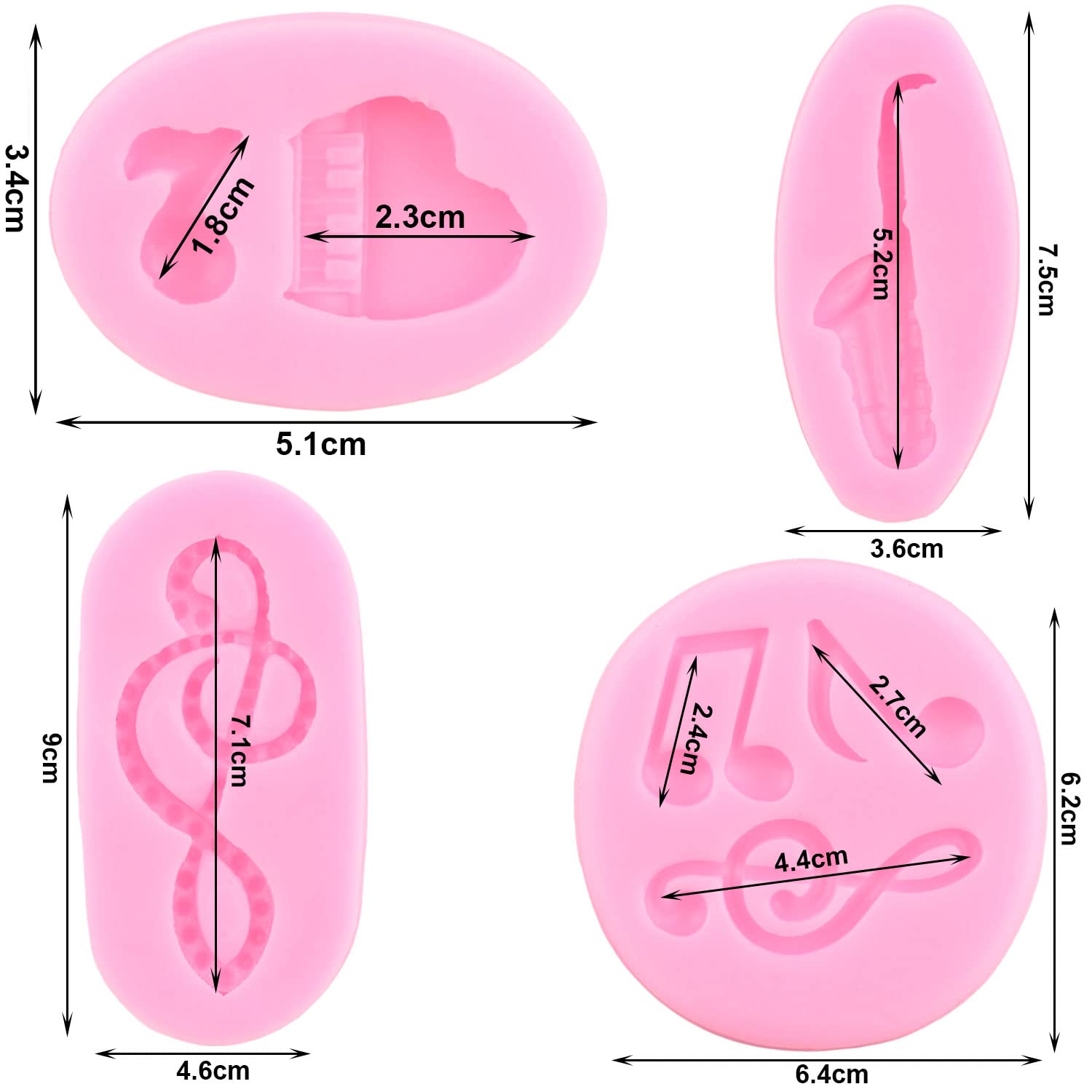 Zixiang Music Note Fondant Mold Piano Saxophone Silicone Molds For Cake Decorating Cupcake Topper Candy Polymer Clay Chocolate G