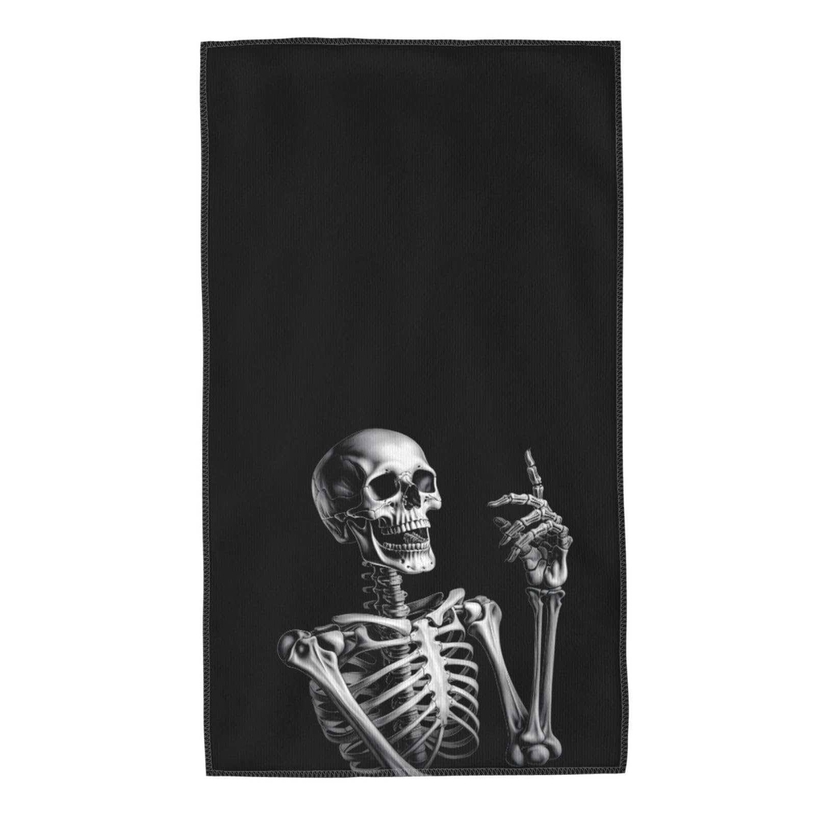 Aieefun Ultra Soft Absorbent Hand Towels, Rock and Roll Halloween Skull Bathroom Towel for Gym and Spa, 27.5 x 15.7 Inches