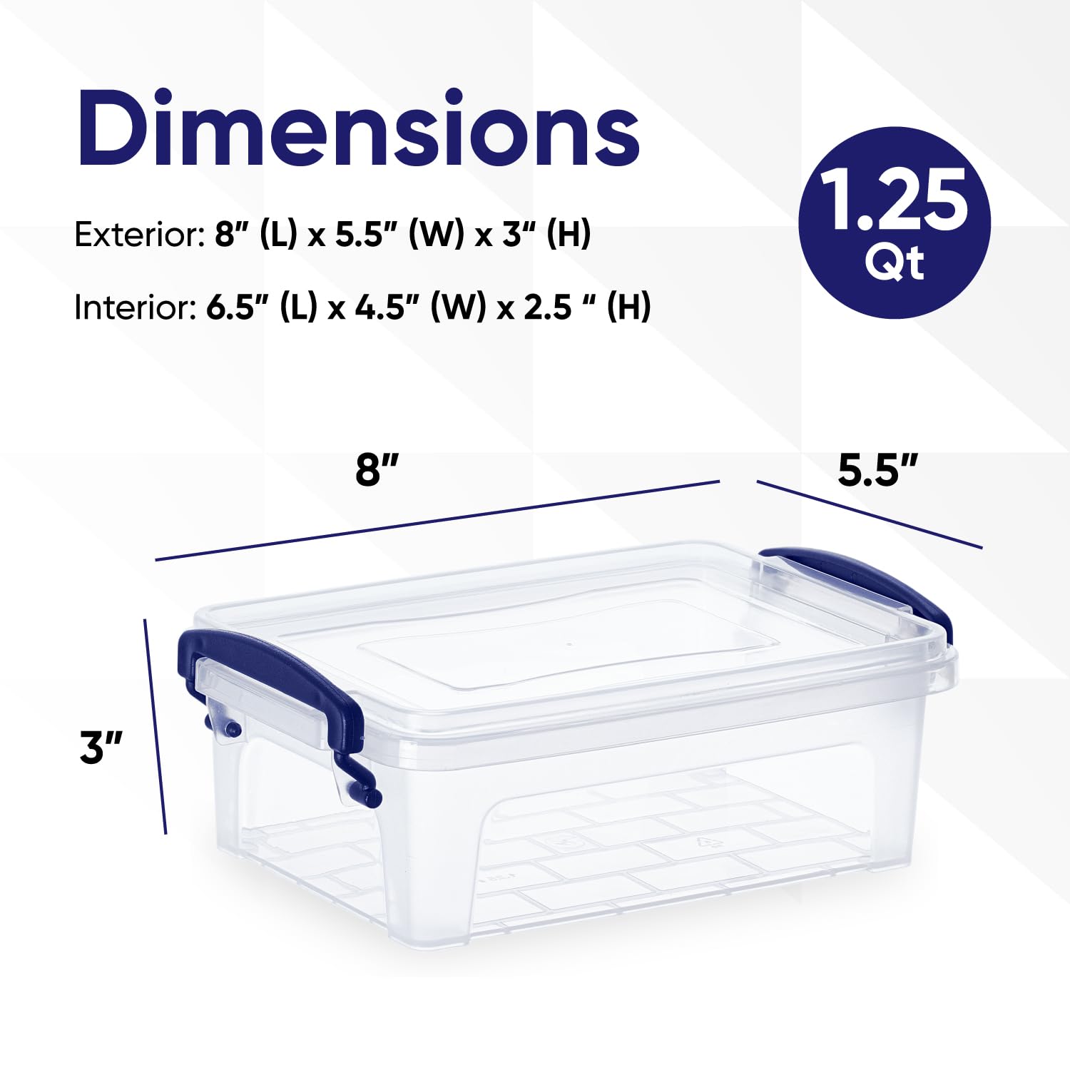 Superio Clear Storage Bins With Lids, Stackable Storage Box With Latches And Handles, Extra Small, 4 Pack 1.75 Quart