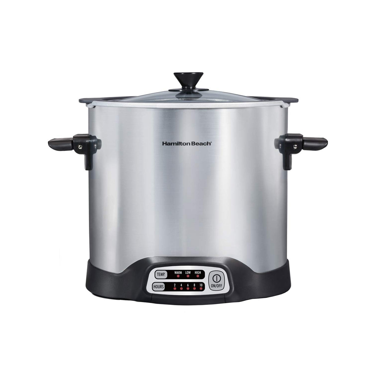 Hamilton Beach Sear & Cook Stock Pot Slow Cooker With Stovetop Safe Crock, Large 10 Quart Capacity, Programmable, Silver (33196)