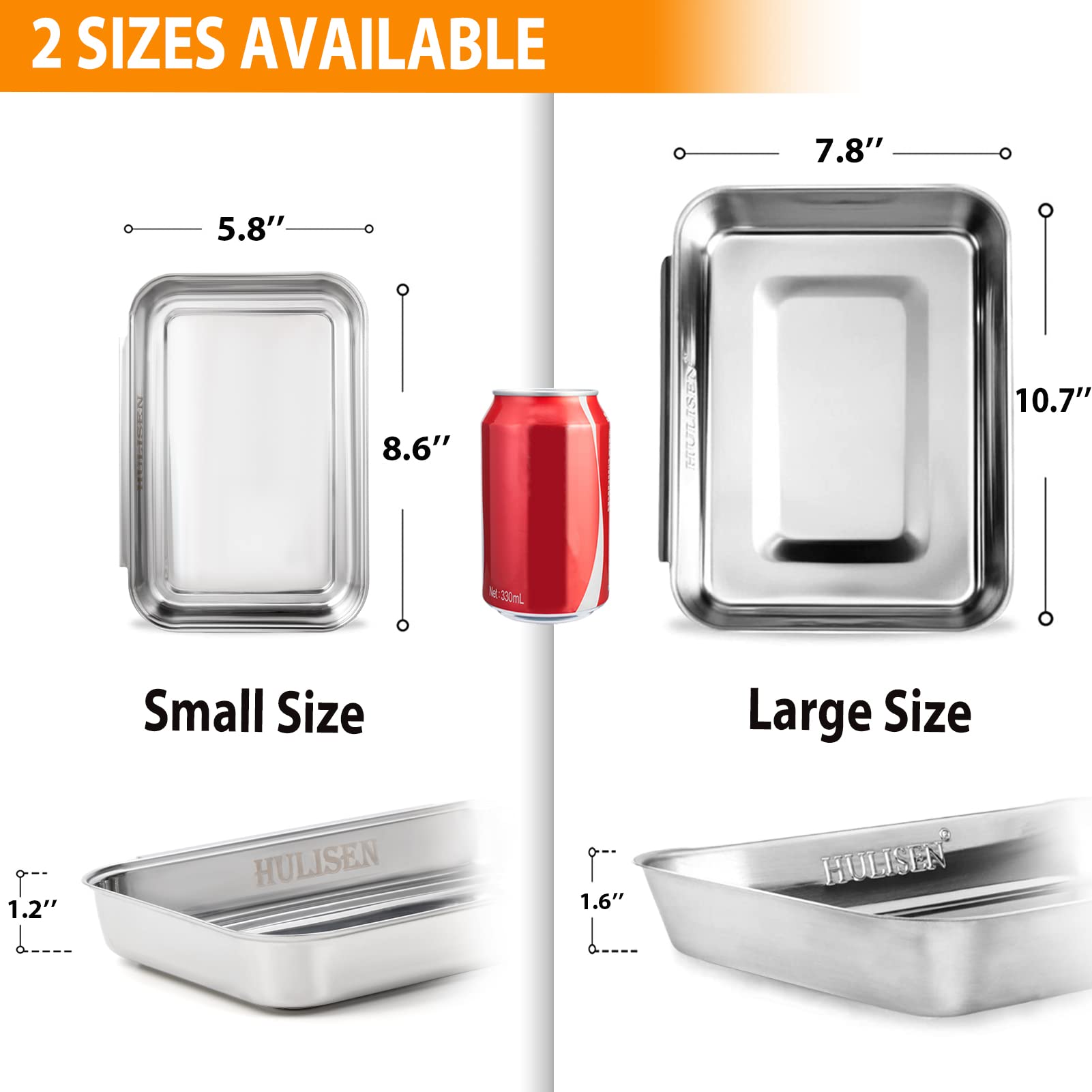 Hulisen Set Of 3 Breading Pans, Stainless Steel Breading Set For Marinating Meat, Chicken, Fish, Food Prep Trays, Coating Trays