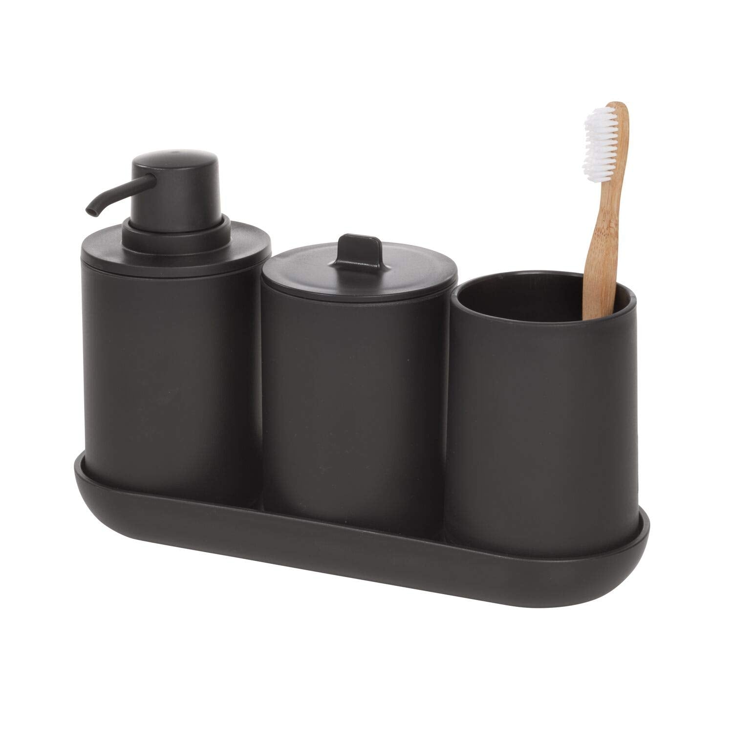 iDesign 28737ES cade 4-Piece Bathroom Accessory Set  Matte Black  245 cm x 89 cm x 162 cm