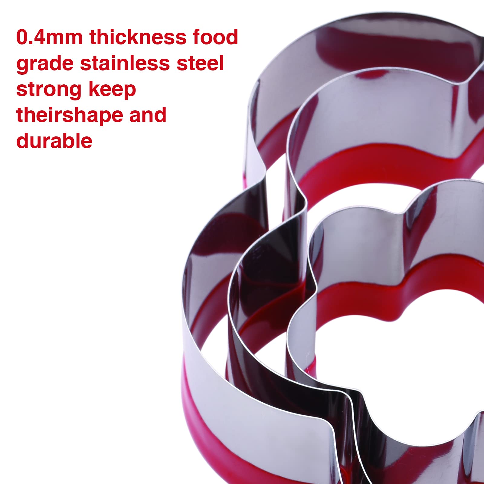 Abokney 3 Piece Flower Cookie Cutters Set,Stainless Steel Cookie Cutter Set For Kids,1.5Inch-3Inch-4Inch Large Pastry Cutter Sha