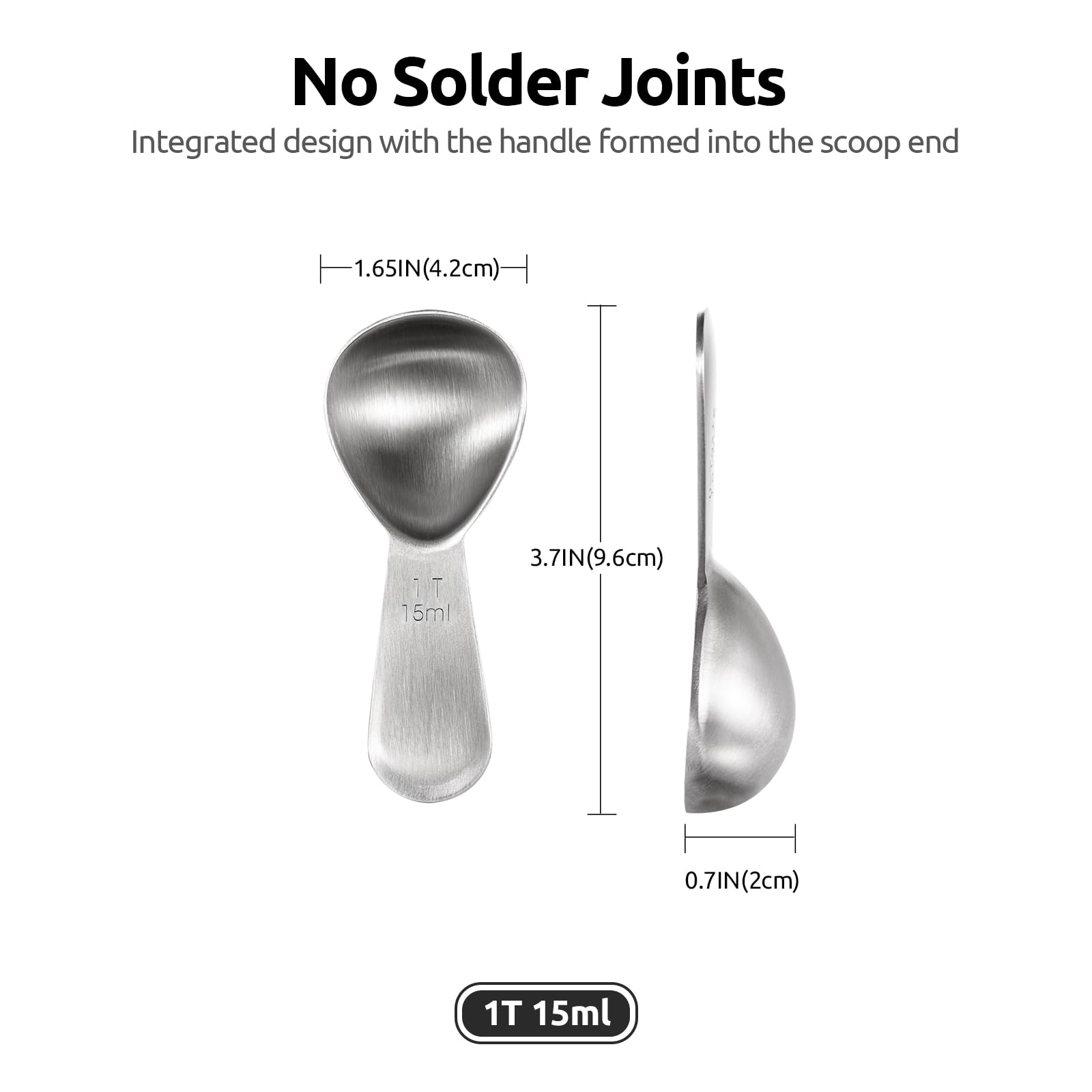 18/8 Stainless Steel Coffee Scoop: U-Taste 1 Tablespoon Metal Measuring Spoon Set Of 2, Short Handled Measure Scooper For Ground