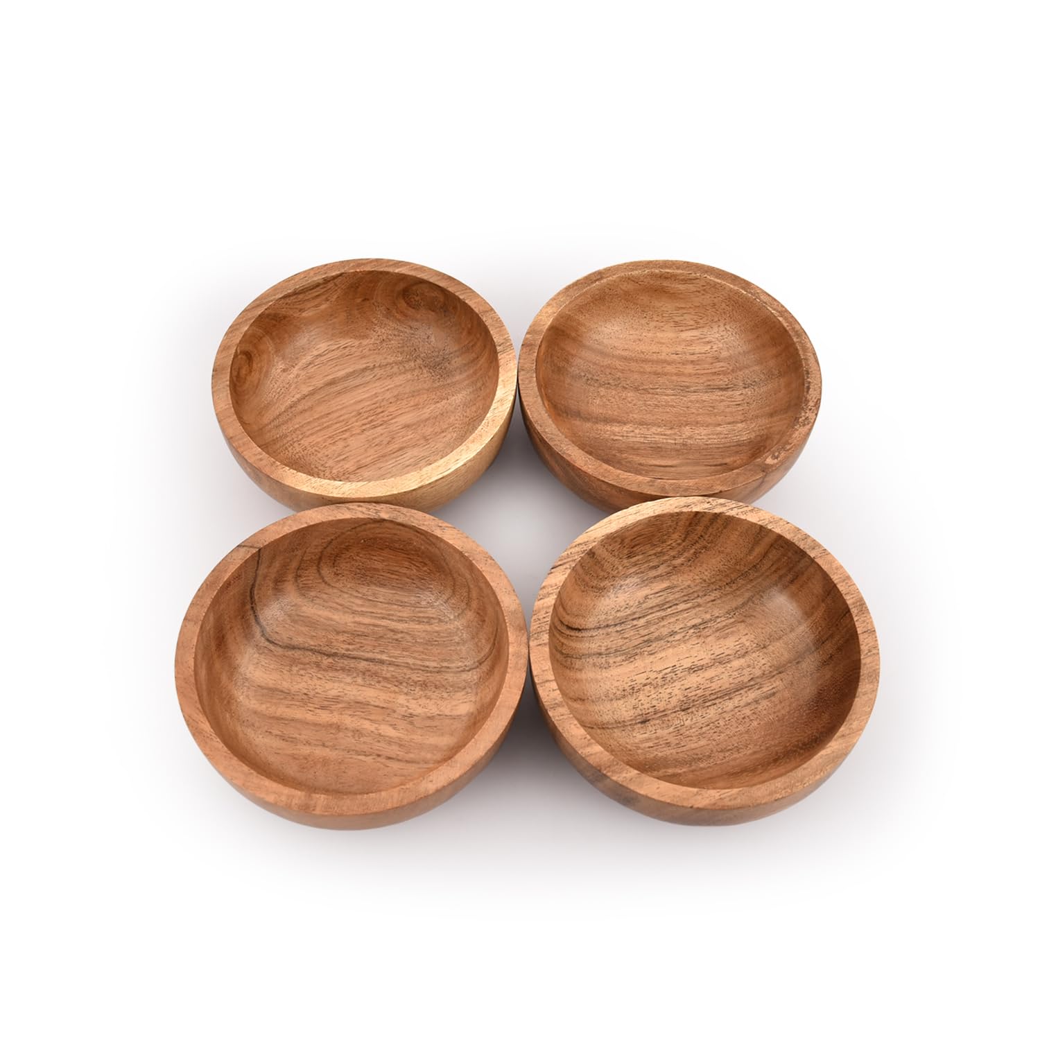 Samhita Acacia Wooden Small Bowl For Nuts, Candy, Appetizer, Snacks, Olive And Salsa | Dining D  Cor Absolute Beautiful (Set Of