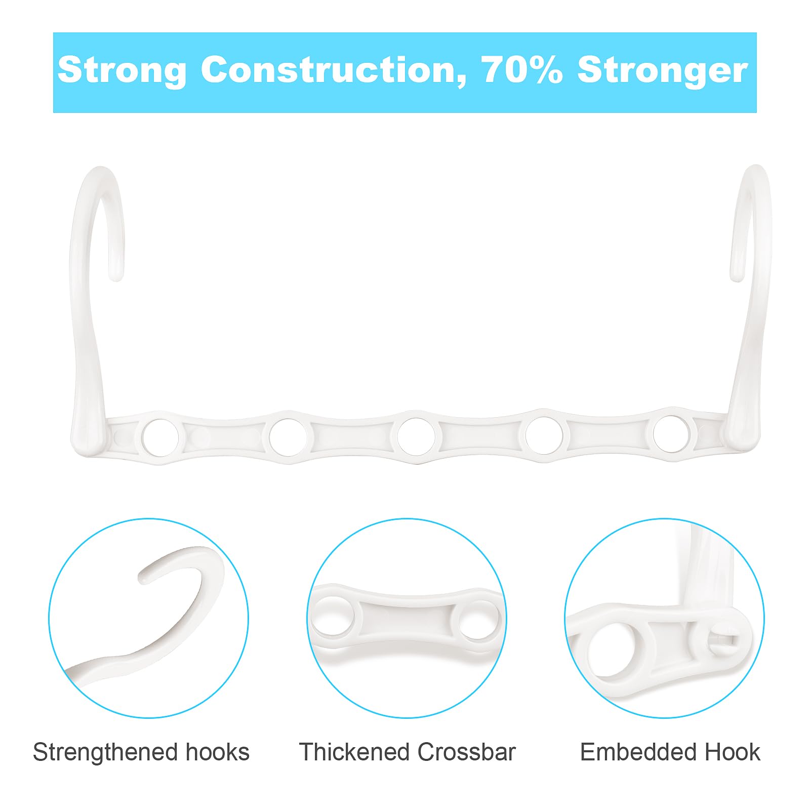 Space Saving Hangers  10PCS Magic Hangers  5 Holes Sturdy Plastic Hanger Clothes Organizer  Closet Organizers and Storage  Space Saver Hangers Organization  College Dorm Room Essentials (White)