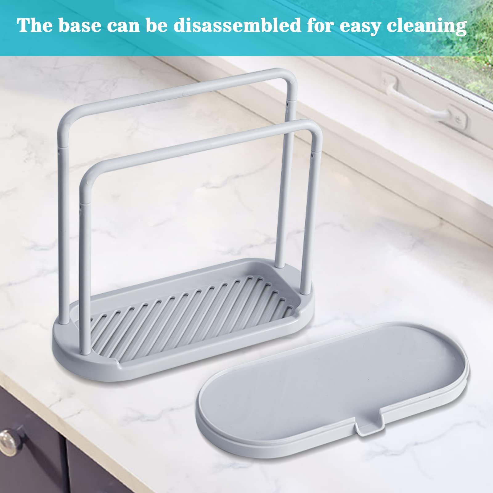 Muuboox Kitchen Sponge Holder Dishcloth Hanger, Kitchen Sink Rack Tray Organizer Stand For Sponge, Dish Cloth, Rag, Brush, Scrub