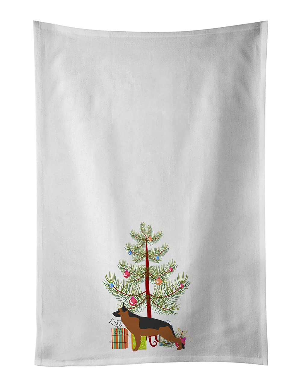 German Shepherd Merry Christmas Tree White Kitchen Towel Set of 2
