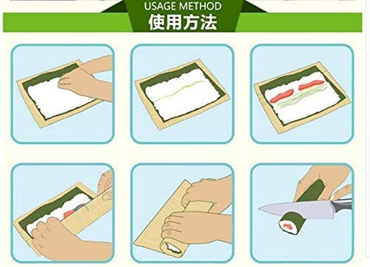 Japanbargain 1573X2, Set Of 2 Sushi Roller Sushi Mat Bamboo Sushi Rolling Mat Sushi Maker, 9.5 Inches Square