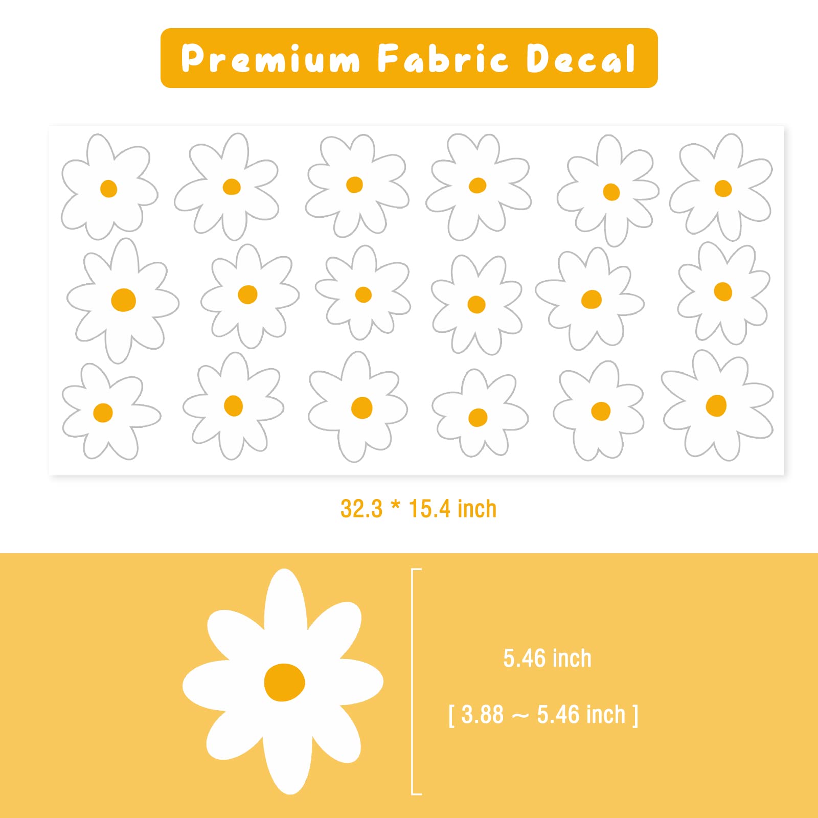 White Daisy Wall Decals For Baby Girls Toddler Kids Bedroom, Retro Flower Wall Decals Peel And Stick Vinyl Daisy Floral Wall Sti
