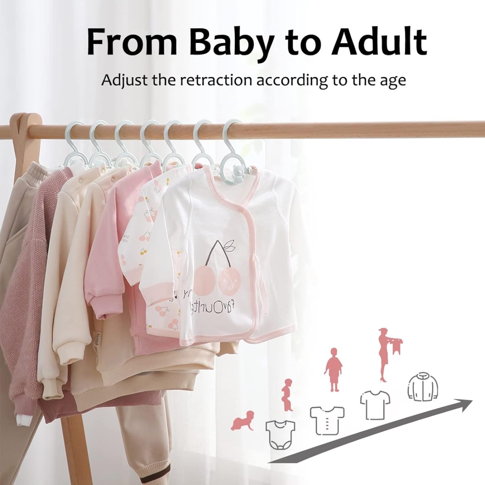 Hgyze Baby Hangers For Closet 50Pcs, White Kids Clothes Hanger Plastic, 11-14'' Adjustable Bulk Perchas For Newborn, Non-Slip Ch