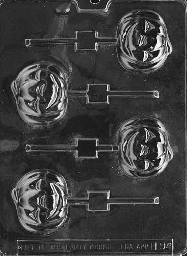 Grandmama'S Goodies H094 Smiling Pumpkin Lollipop Halloween Thanksgiving Chocolate Candy Soap Mold With Exclusive Molding Instru