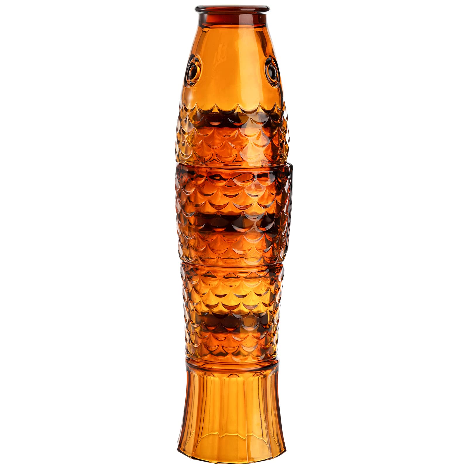 Frcctre Set of 4 Koi Fish Design Drinking Glasses  Stackable Amber Tumbler Glasses Beverage Cups Juice Tumblers Drinking Water Cups Nautical Glassware for Home  Party  Bar