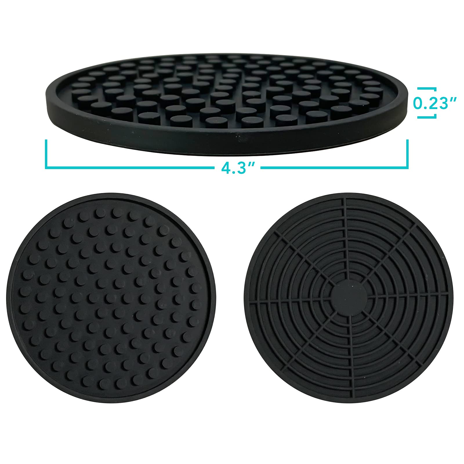 Silicone Coasters Set Of 6 Thickened Drink Coasters With Holder - Cup Mat - Non-Slip, Non-Stick, Stay Put, Deep Tray - Prevents