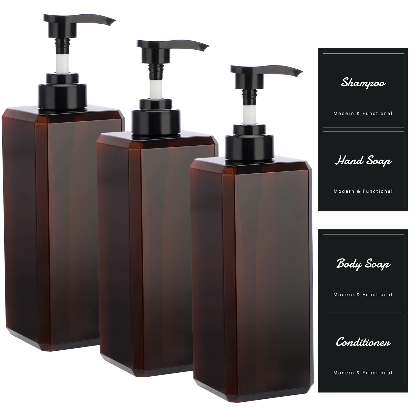 Suream 27Oz Bathroom Countertop Soap Dispensers, Plastic Lotion Dispenser, Refillable Cosmetic Pump Dispensers, Square Bathroom