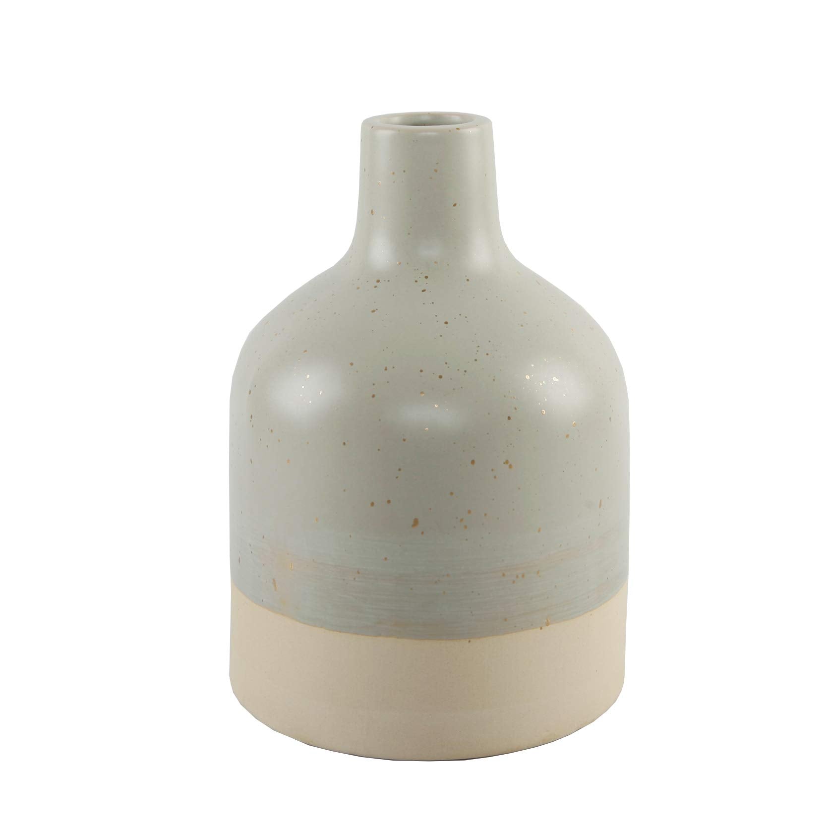 Flora Bunda 11 Inch H Two-Tone Speckle Ceramic Vase Stoneware,Sage