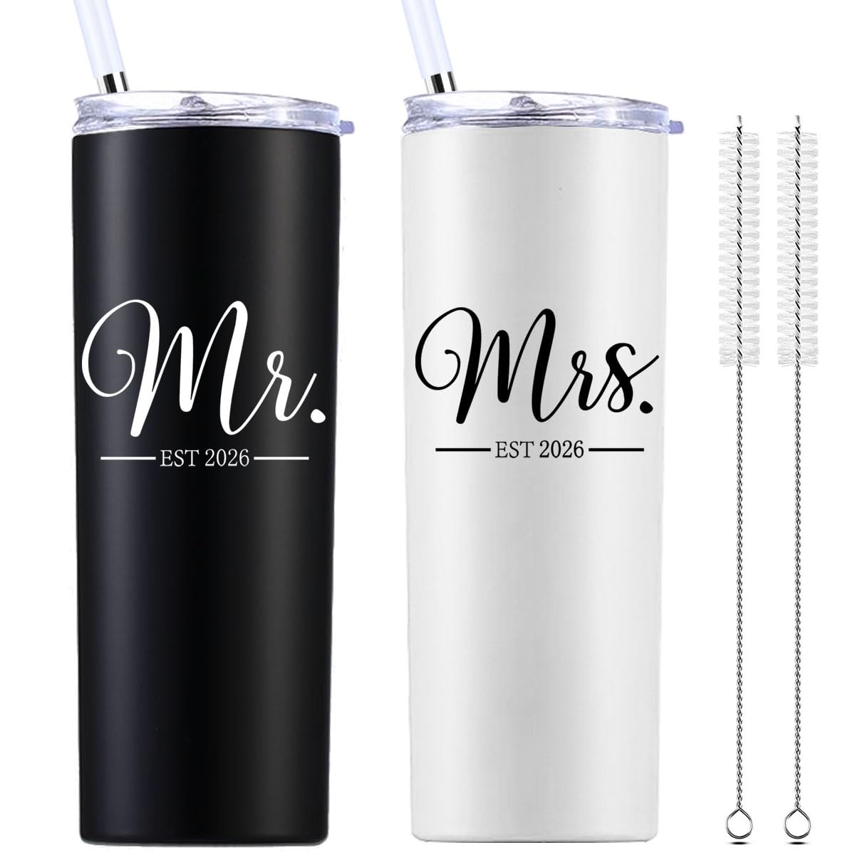 momocici Mr and Mrs Est 2026 20 OZ Skinny Tumbler.Engagement Wedding Wife Husband Bride Groom Couple Gifts.Newlyweds Anniversary