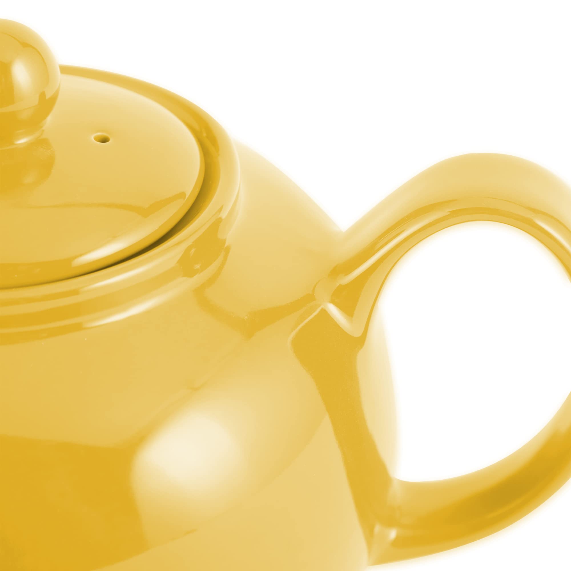 Rsvp International Stoneware Teapot Collection, Microwave And Dishwasher Safe, 42 Oz, Yellow