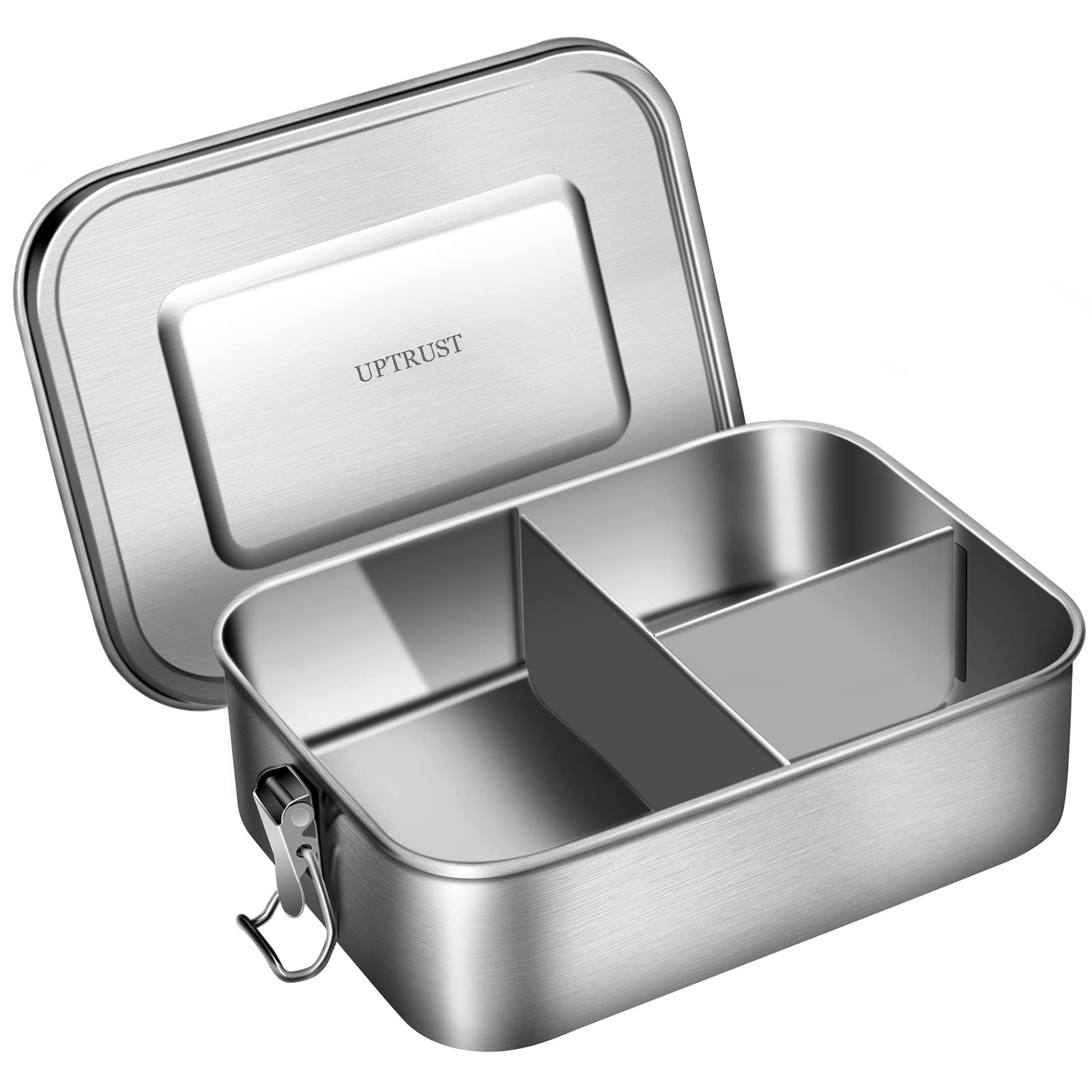 Uptrust Leak Proof Stainless Steel Bento Container For Lunch,Bento Lunch Box For Kids Or Adults, 3 Compartment Packing Box For M