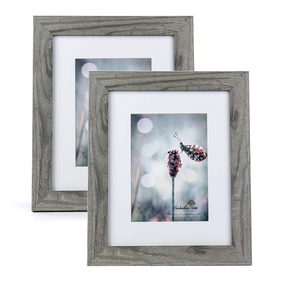 Scholartree Grey 8x10 Picture Frame set of 2,Display 8x10 without Mat or 5x7 with Mat