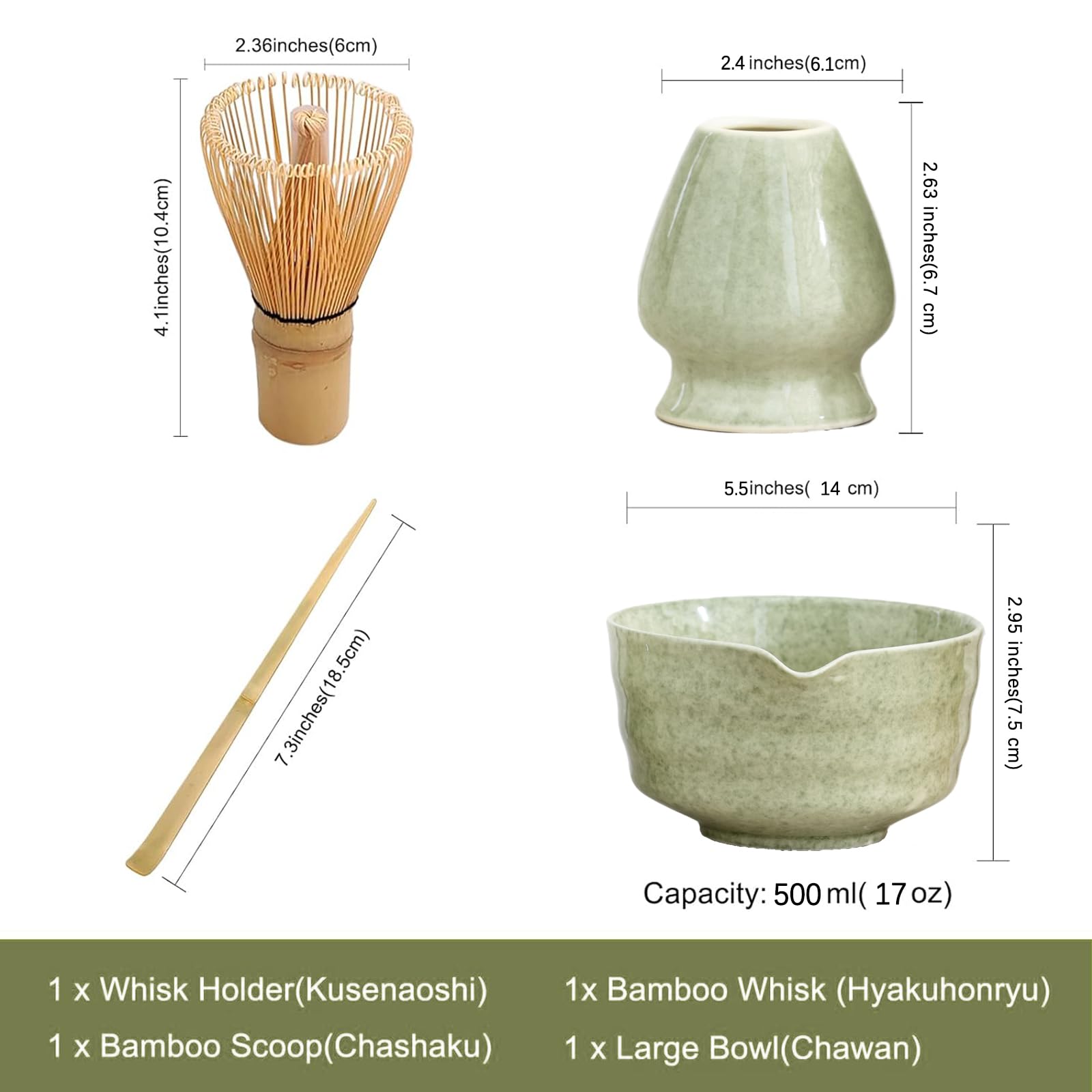 Ochcahser Matcha Set, Japanese Tea Set Includes Matcha Bowl With Spout, Matcha Whisk Holder, Bamboo Matcha Whisk And Bamboo Scoo