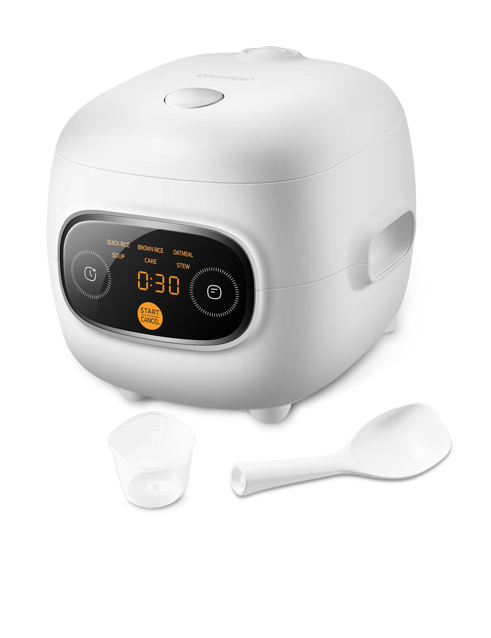 COMFEE Mini Rice Cooker 4 Cups Cooked/2 Cups Uncooked, Portable Non-Stick rice maker, 24 hours Timer Delay, 6 Functions, Fast C