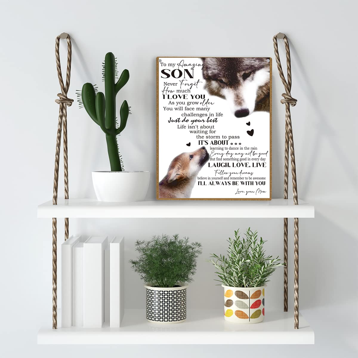 To My Son Wooden Hanging Sign from Mom Son Gifts Family Wall Decor for Bedroom Boys Room Decor Birthday Christmas Thanksgiving G