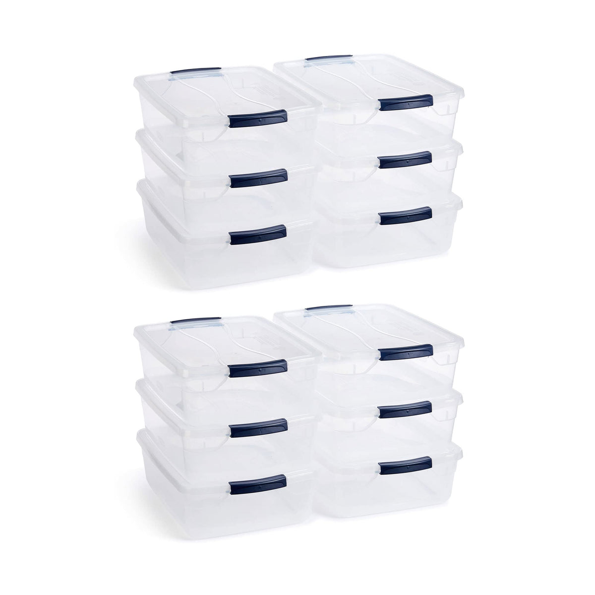 Rubbermaid Latching Plastic Storage Tote, 12 Pack