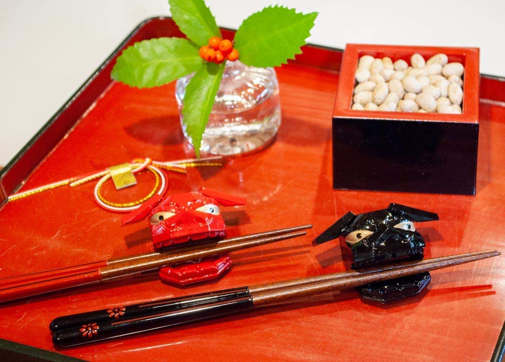 Kawaii 27920 Chopsticks, Chrysanthemum Komon, Lion Mai, Chopsticks Rest, Assortment, 9.1 / 8.3 Inches (23 / 21 Cm)