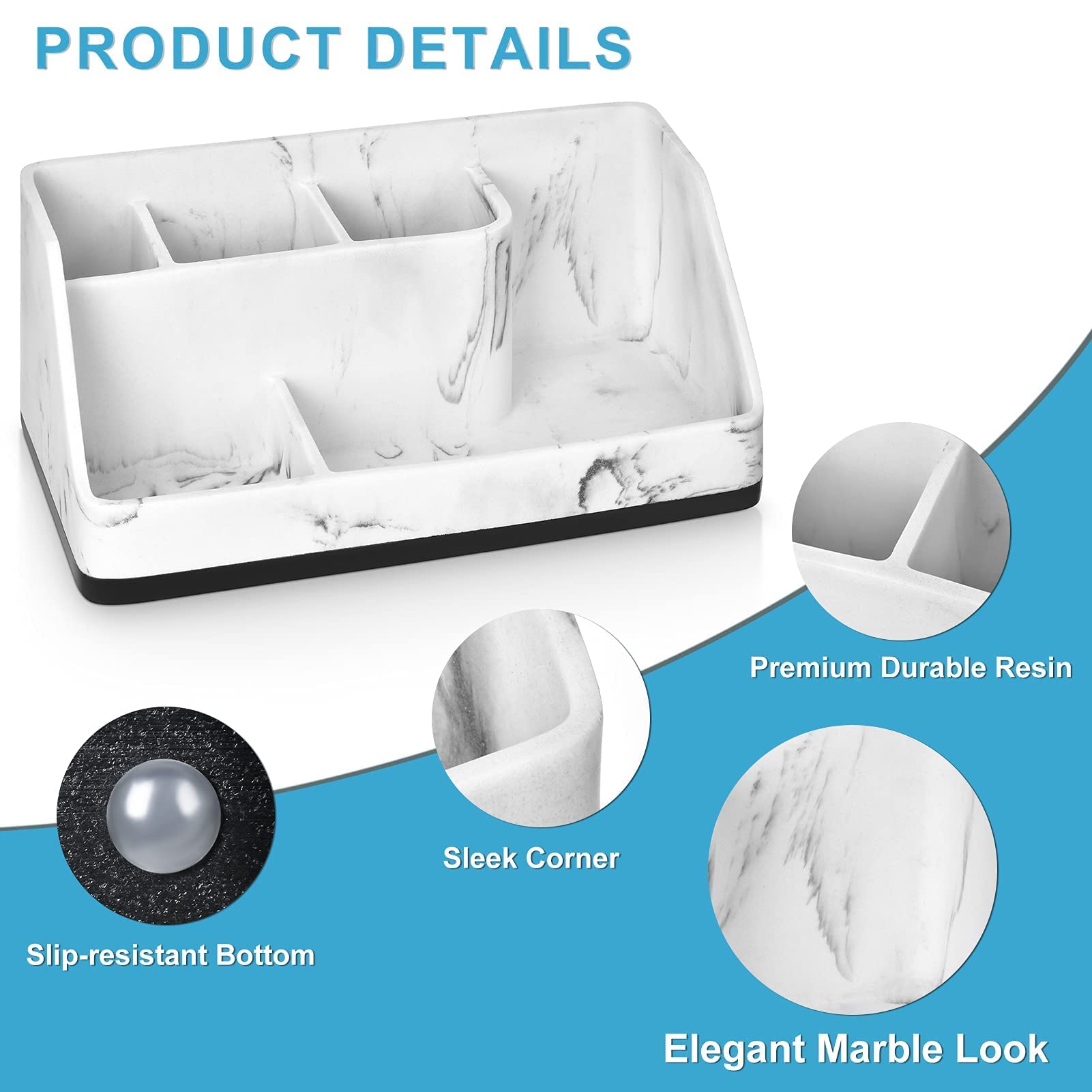 Vitviti Toothbrush Holder For Bathroom, Resin Bathroom Organizer Countertop Sink, Bathroom Counter Organizer Accessories 5 Compa