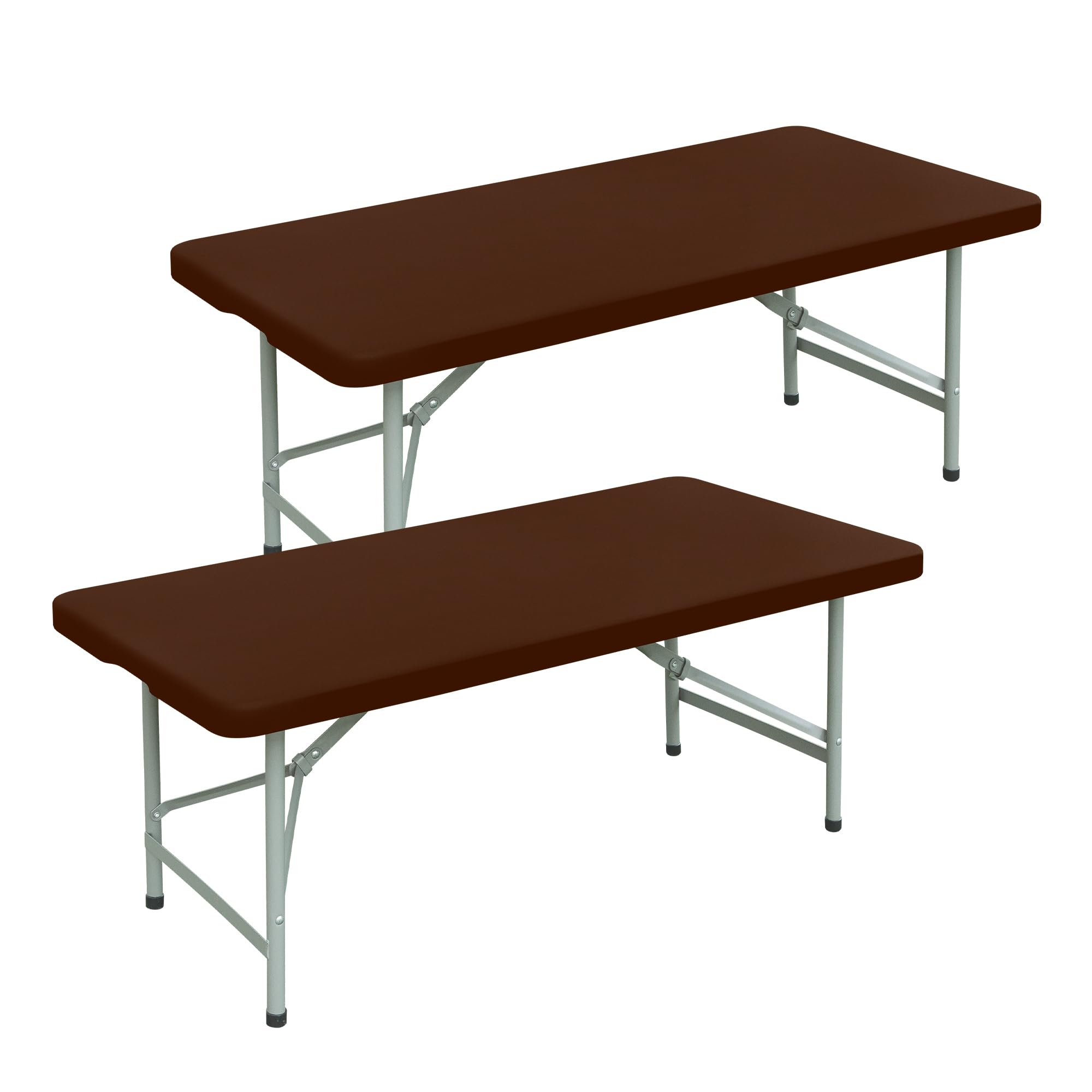 mylacerhome 2 Pack Rectangle Fitted Tablecloth 24X48 Inch Stretch Spandex Card Table Cover Brown Washable Table Cloth Elastic Ta