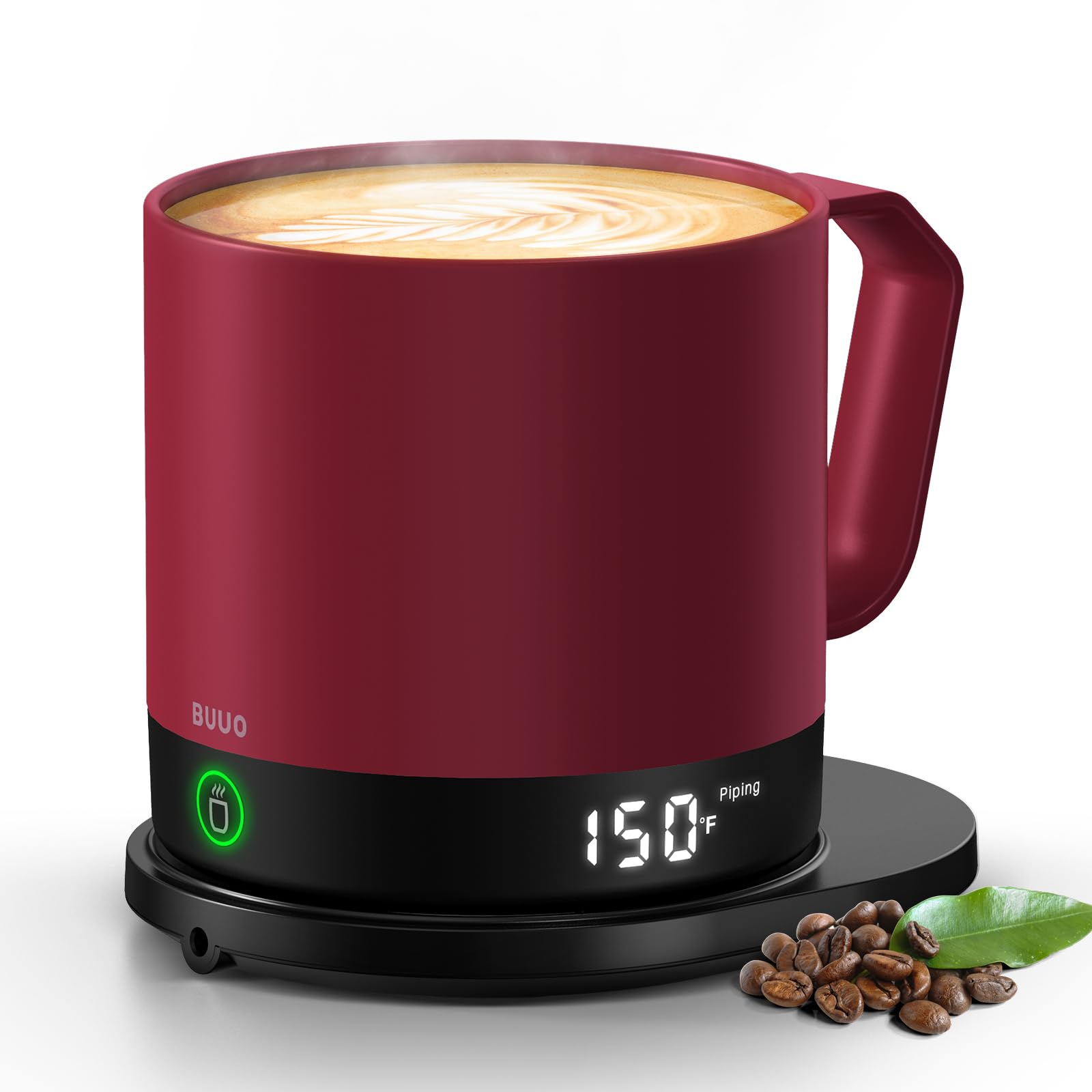 Buuo Self Heating Coffee Mug, 14 Oz Temperature Control Smart Mug, Double Sided & Real-Time Led Display, Fast Heating, Mug Warme