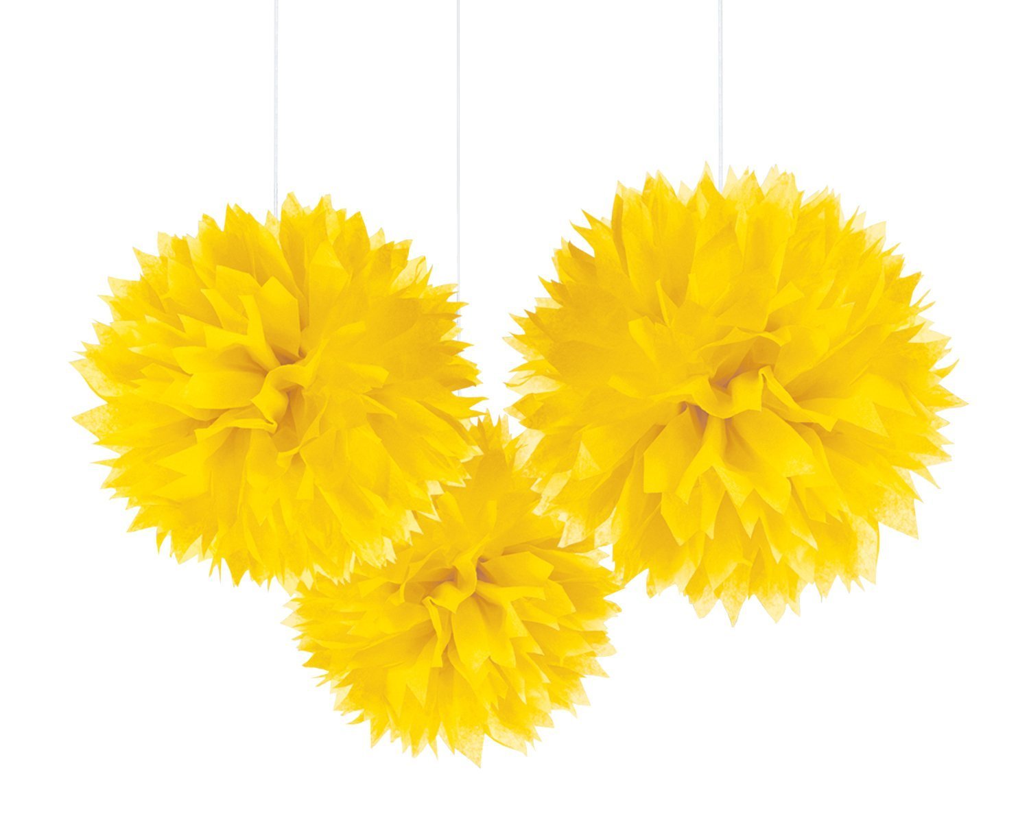 Amscan Fluffy Paper Decorations, 16'', Yellow
