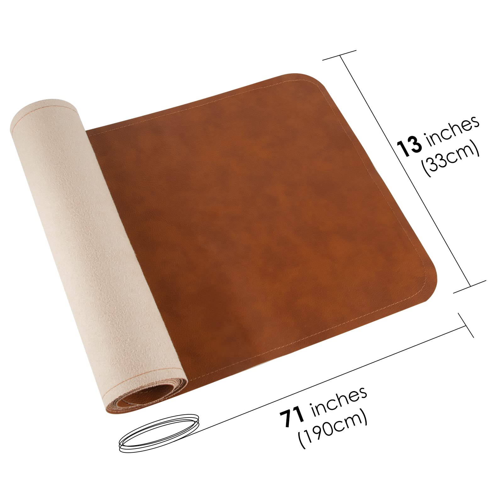 Linkidea Vegan Leather Table Runner, 71 X 13 Inches Heat Resistant, Waterproof, Faux Leather Table Mat For Daily Use, Holidays A