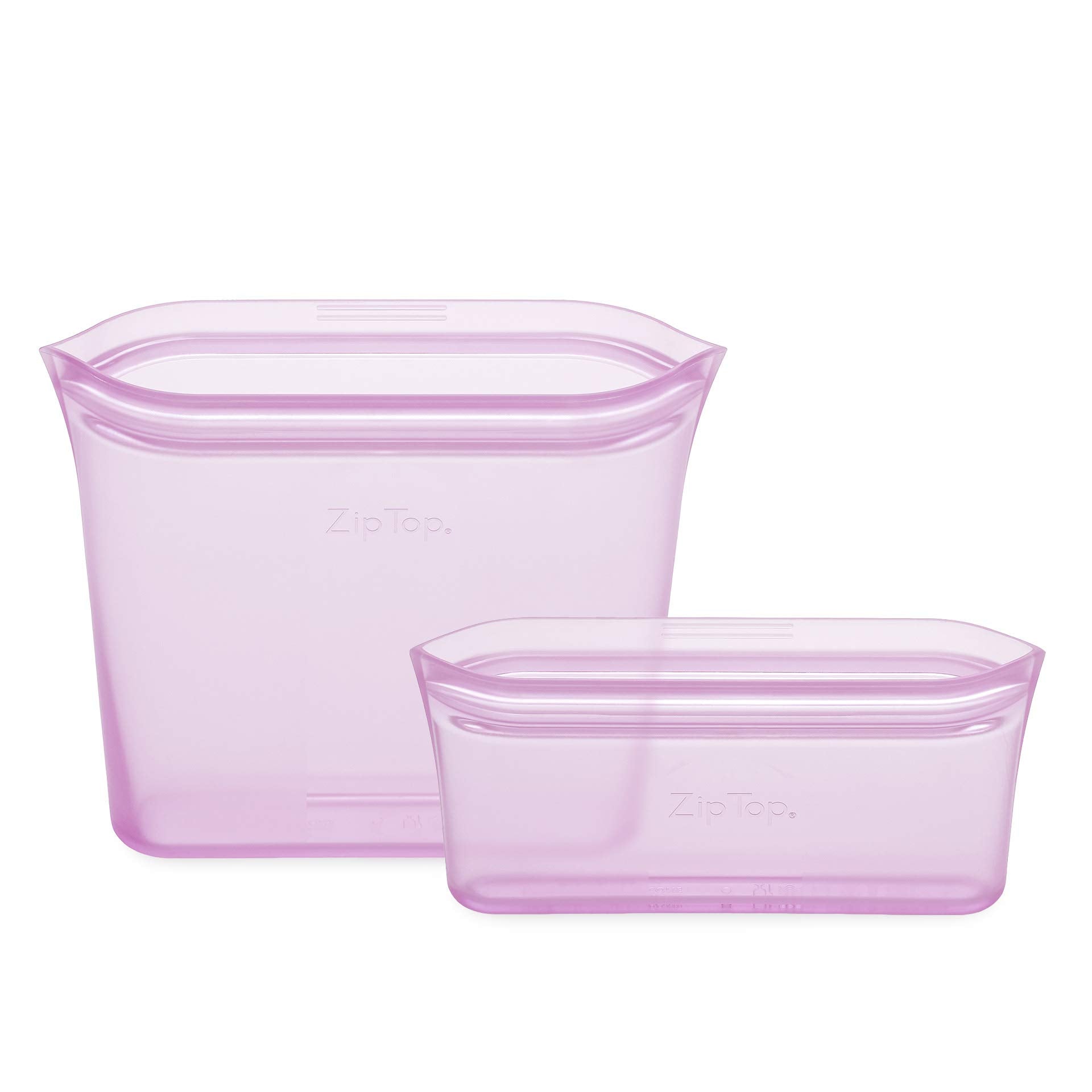 Zip Top Reusable Food Storage Bags | 2 Bag Set [Lavender] | Silicone Meal Prep Container | Microwave, Dishwasher And Freezer Saf