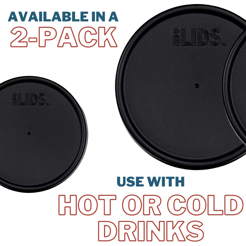 Ilids Mason Jar Storage Lid, Wide Mouth, Black, Pack Of 2