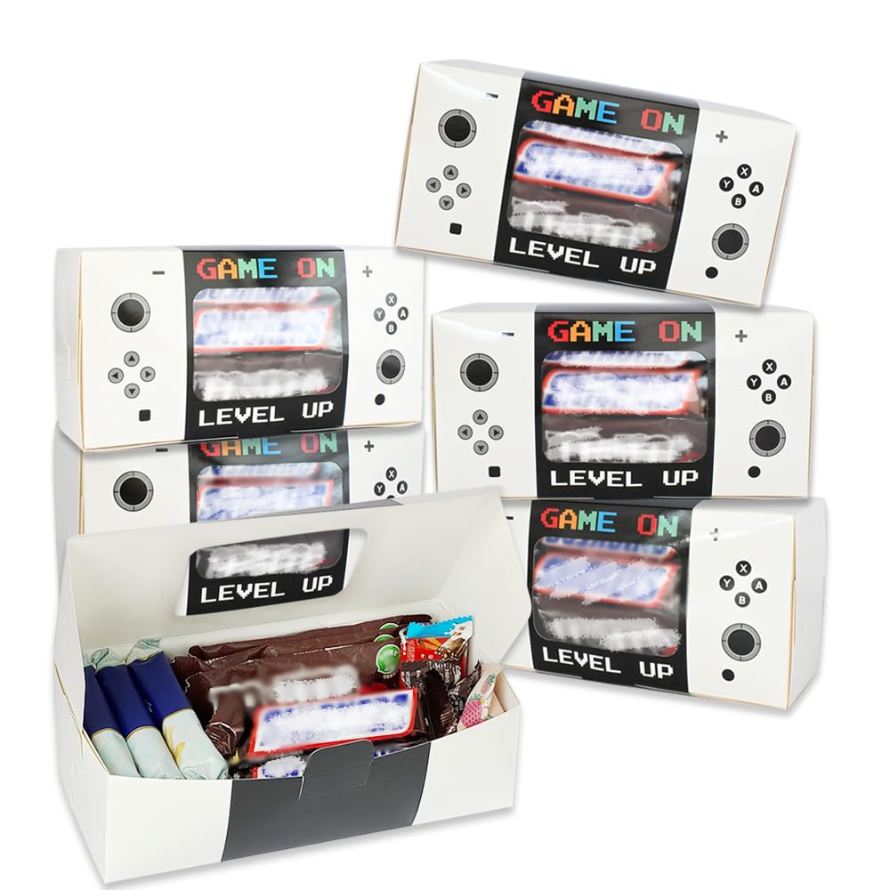 Shescrzionu Video Game Party Favors Boxes 12 PCS-Perfect Party Favor Boxes with Window,Game On Birthday Decorations Video Game B