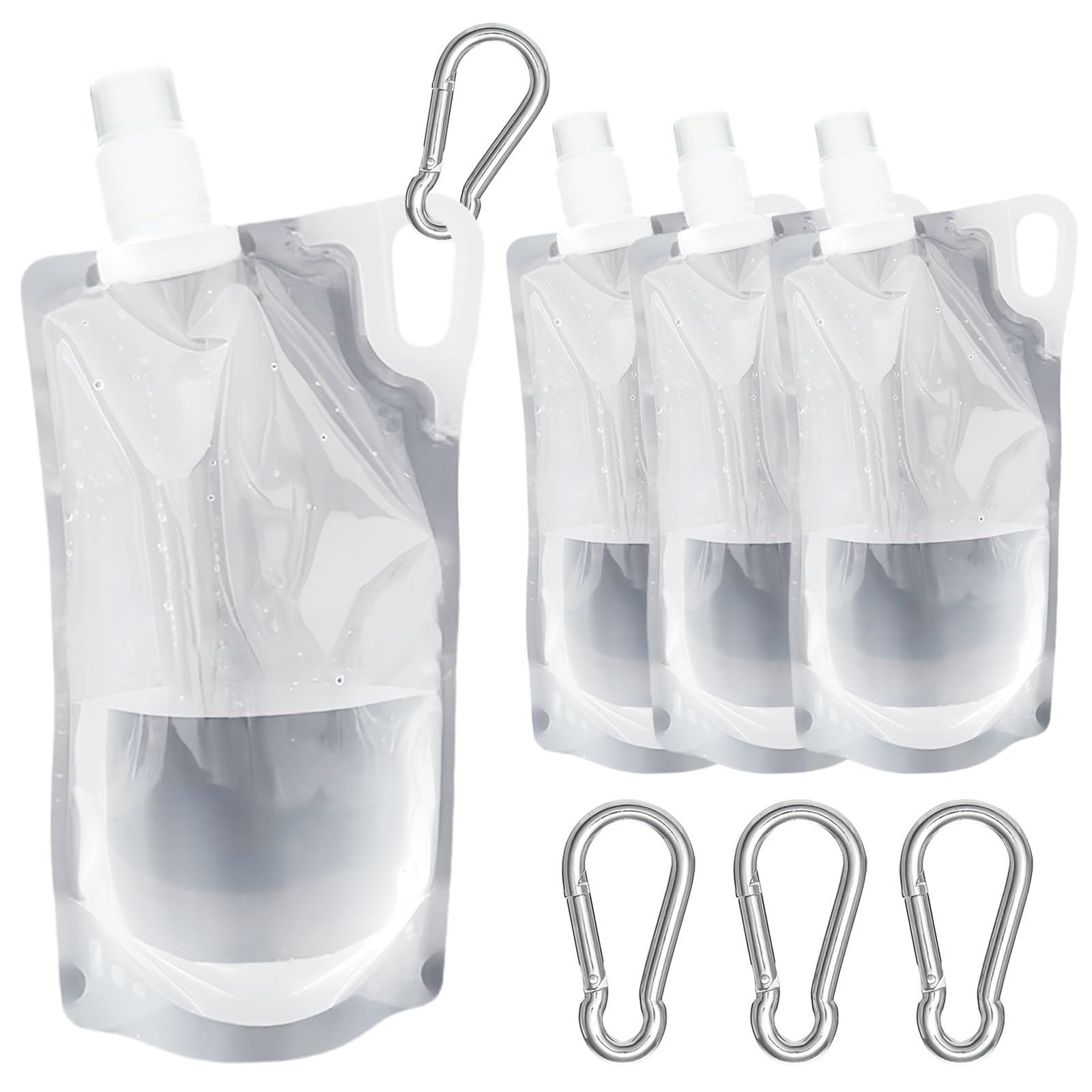 4 Pack 1L Collapsible Water Bottles with Mountaineering Buckle  BPAFree LeakProof Foldable Water Containers Clear Foldable Tr